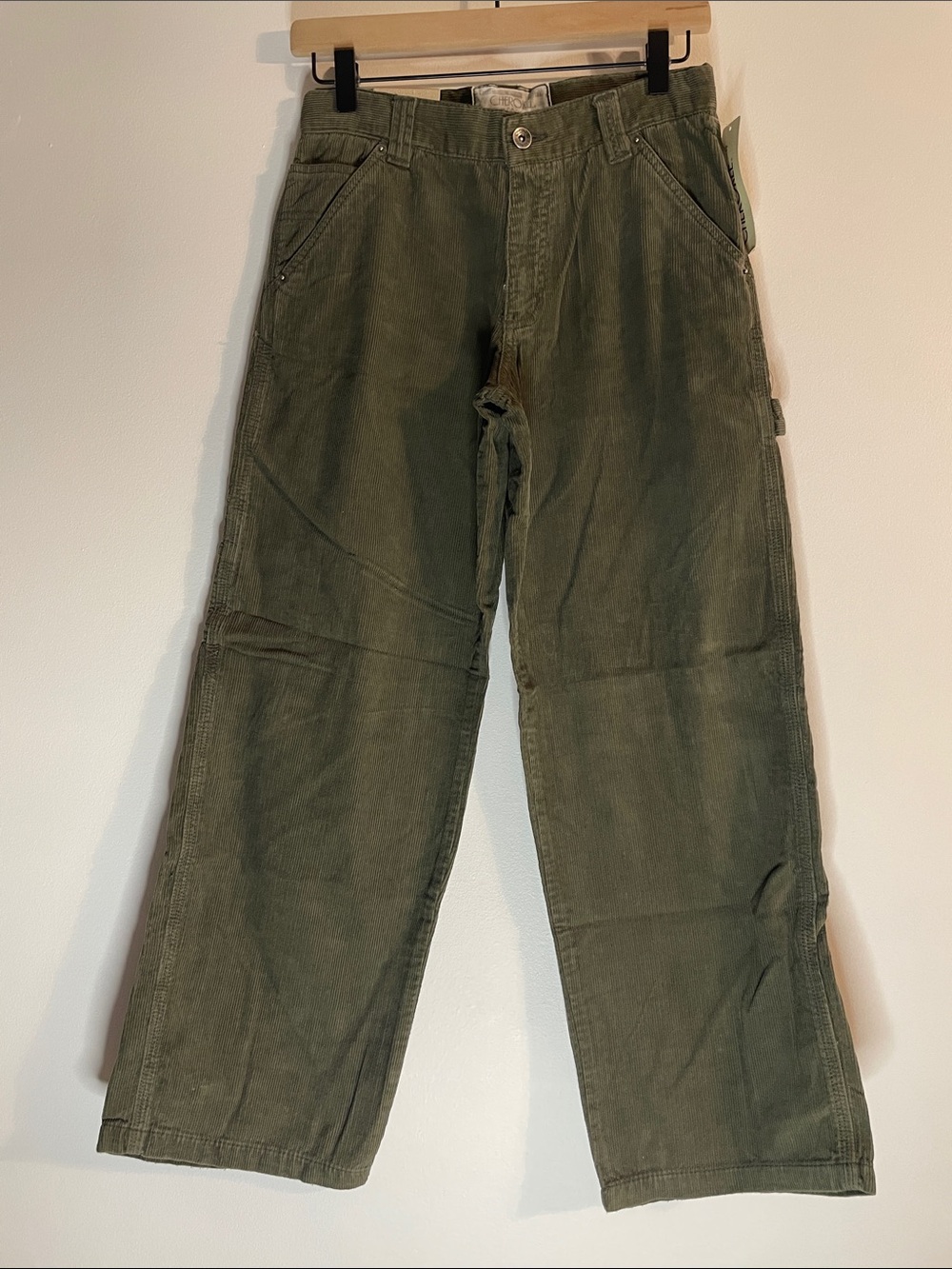 Cherokee Carpenter Corduroy Pants Adjustable Waist Olive Youth Boys 14